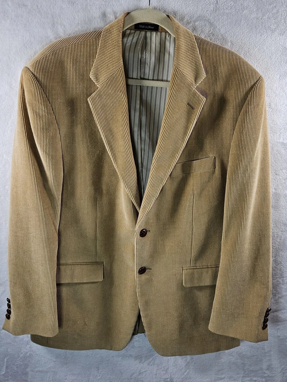 Chaps Est. 1978 Blazer Sport Coat Tan Beige Corduroy 100% Cotton Men's Size 42R